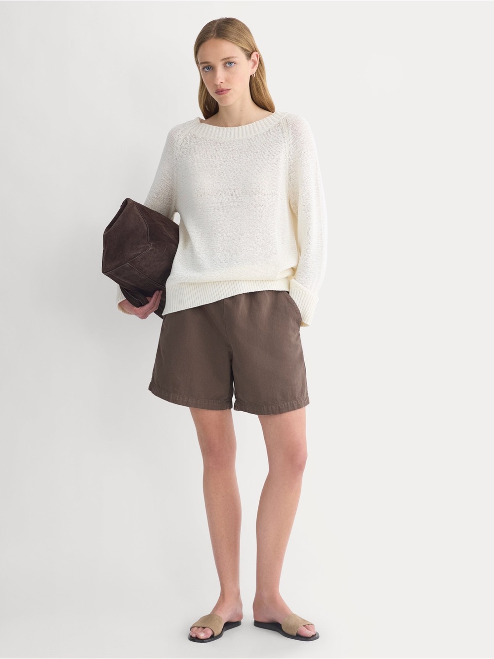 Everlane Dark Brown The Easy Short Cotton Twill Drawstring Pull-On Size S